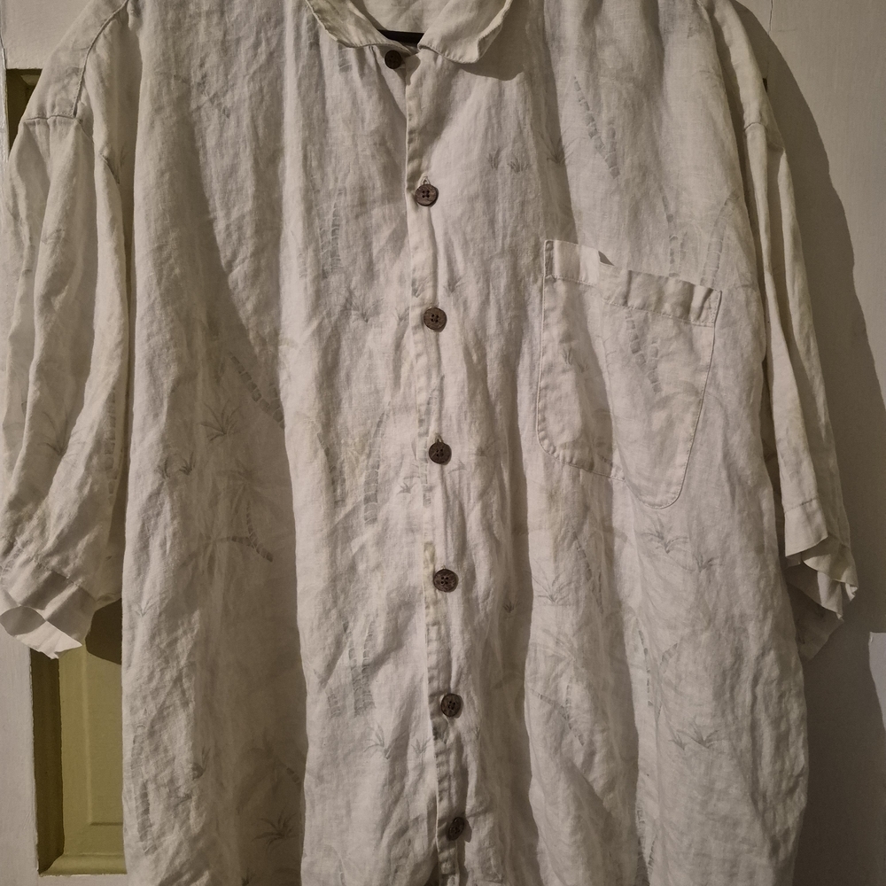 Tommy Bahama Cream Linen Casual Button-Down Shirt XXL